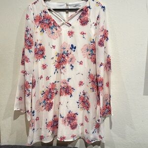 White floral blouse top